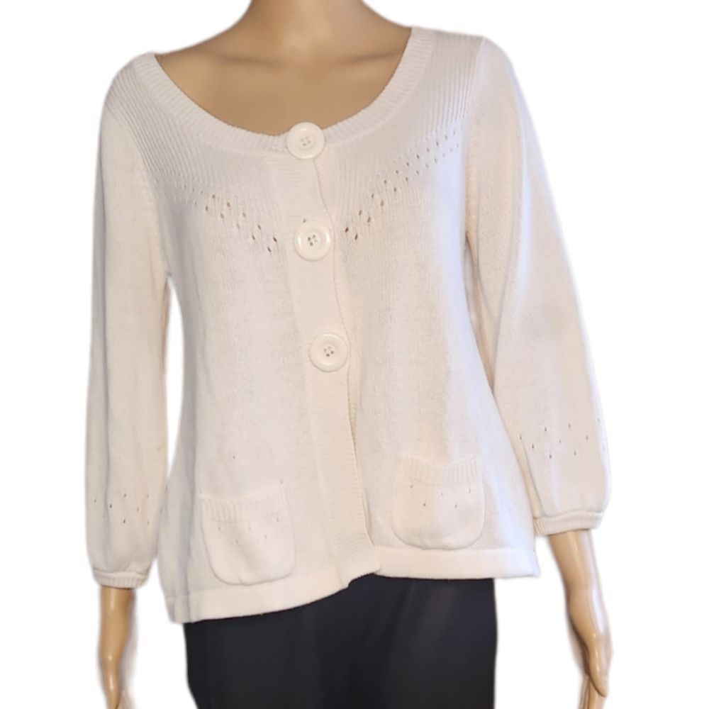 RXB Sweater Cardigan White Womens Size Small